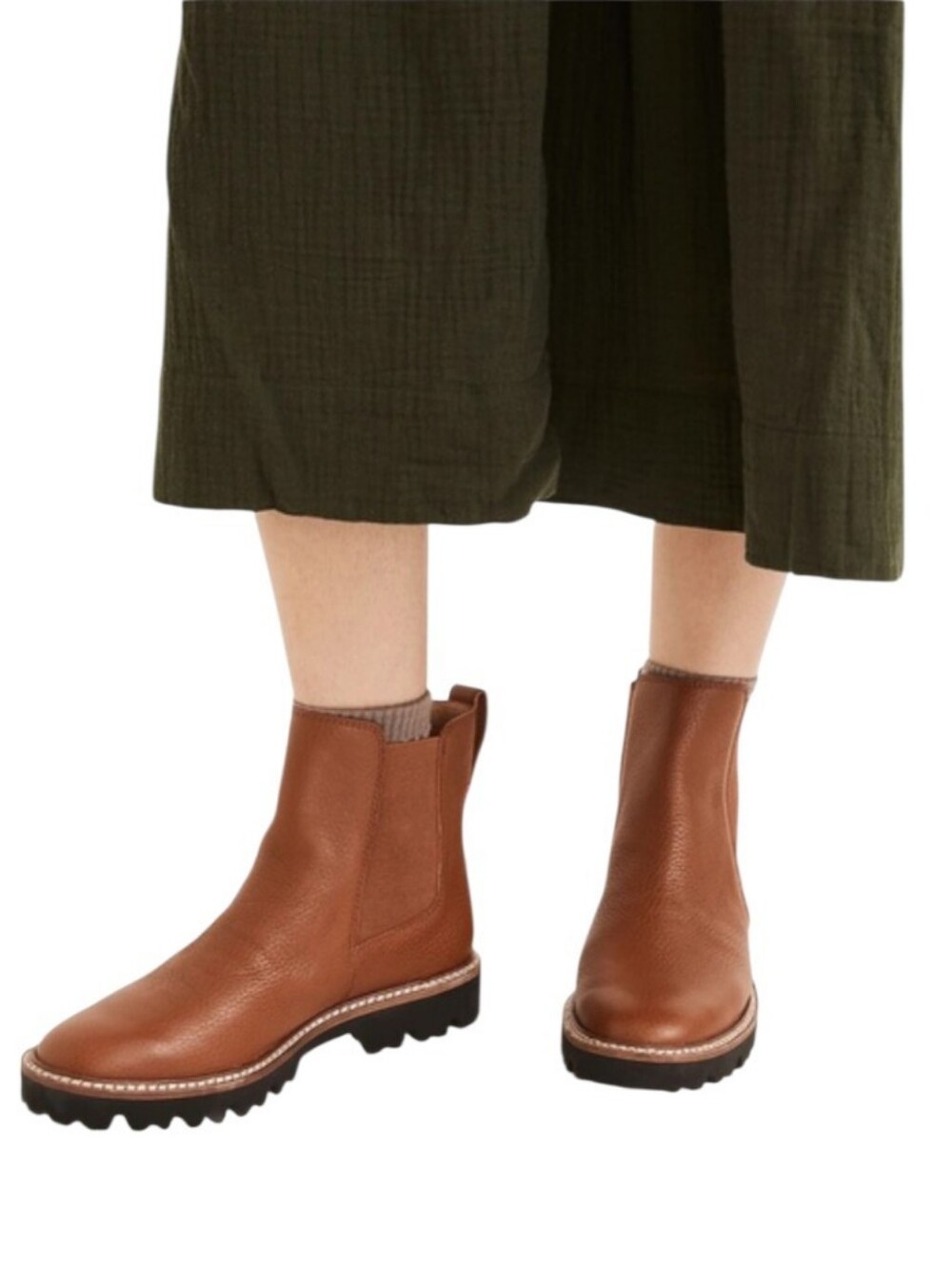 Women’s Madewell citywalk lugsole Chelsea boots in leather English saddle brown